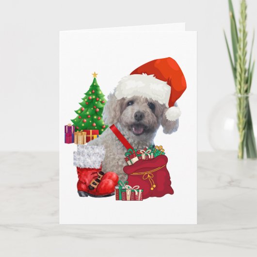 Carte de voeux Joyeux caniche de Noël (Devant)