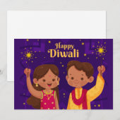 Carte de vœux Joyeux Diwali (Devant / Derrière)