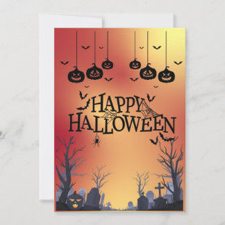 Carte de vœux Joyeux Halloween Orange