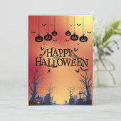 Carte de vœux Joyeux Halloween Orange (Debout devant)