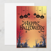Carte de vœux Joyeux Halloween Orange (Devant / Derrière)