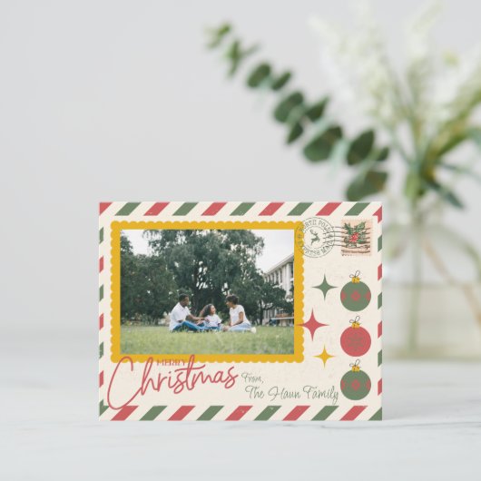 Carte de vœux "Joyeux Noël" avec 1 photo du bureau (Debout devant)