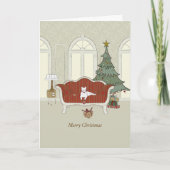 Carte de vœux Joyeux Noël Chat Blanc (Devant)
