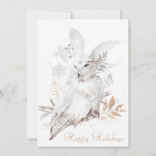 Carte de vœux Joyeux Noël Chouette Harfang 5x7 ave