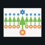Carte de voeux Joyeux - Noël Hanoukka<br><div class="desc">Connaissez des gens qui célèbrent un peu tout ? Cette carte montre une forêt d'arbres de Vacances ; renverse-la (à l'envers) et montre les bougies Hanoukka menorah. Laissez vos amis choisir le mode d'affichage. La carte est mignonne - et appropriée - pour les chrétiens ou les juifs. (Ma famille est...</div>