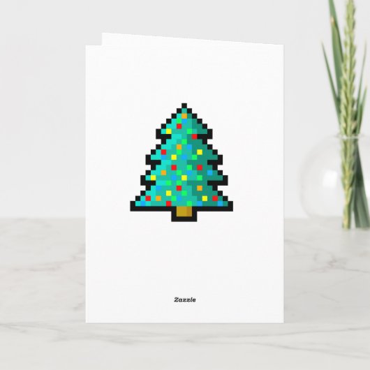 Carte de vœux Joyeux Noël - pixel art sapin 8 bit (Dos)