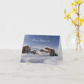 Carte de voeux Joyeux Noël plié (Fleur jaune)