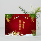 Carte de voeux Joyeux Noël Rouge Vert (Debout devant)