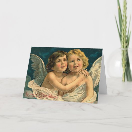 Carte de voeux Joyeux Noël Vintage Angel (Devant)