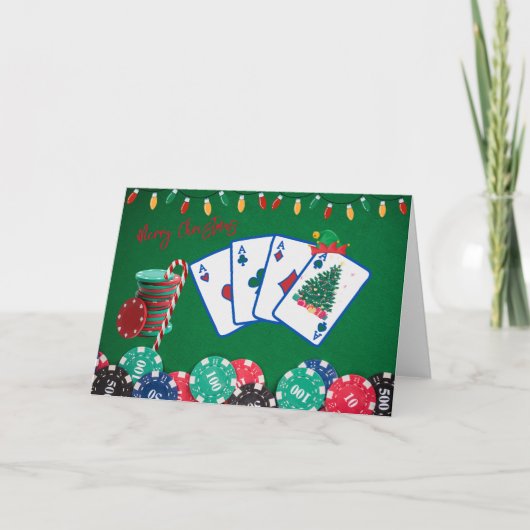 Carte de voeux Joyeux Poker de Noël (Devant)