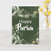 Carte de vœux joyeux Pourim - Feuillage vert (Fleur jaune)