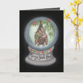 Carte de voeux Joyeux Yule Bat Holiday (Fleur jaune)