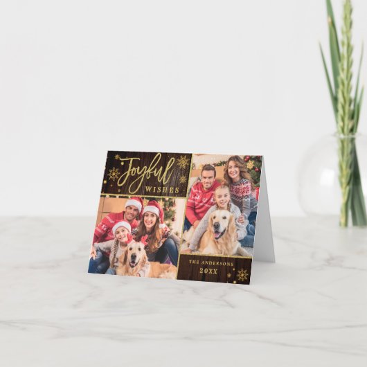 Carte de voeux Joyful Gold Frame 3 PHOTO Holiday (Devant)