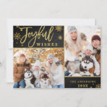 Carte de voeux Joyful Gold Frame Chalkboard 2 PHOT<br><div class="desc">Carte de voeux Joyful Gold Frame Chalkboard 2 PHOTO. Apportez de la joie à vos proches et rendez la fête inoubliable avec cette collection : https://www.zazzle.com/collections/christmas_joyful_gold-119448944837872737?rf=238259176291992805 Pour plus de personnalisation,  cliquez sur le lien "customiser plus" et utilisez notre outil de design pour modifier ce modèle.</div>