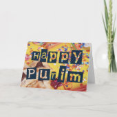 Carte de vœux juive colorée pour Pourim (Devant)