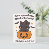 Carte de voeux Kawaii Black Cat Halloween (Debout devant)