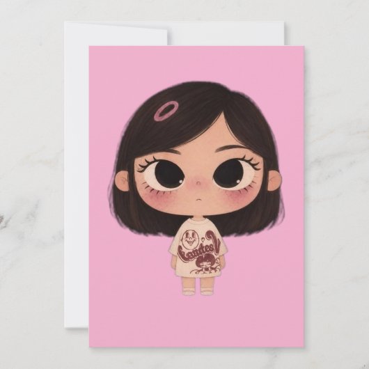 Carte de vœux Kawaii Fille Chibi Mignonne (Devant)