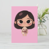 Carte de vœux Kawaii Fille Chibi Mignonne (Debout devant)
