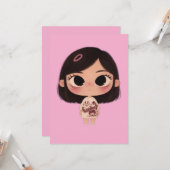 Carte de vœux Kawaii Fille Chibi Mignonne (Devant/Arrière en situation)