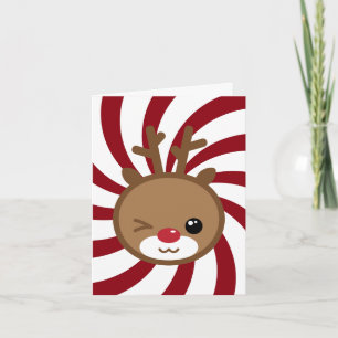 Carte de voeux Kawaii Reindeer
