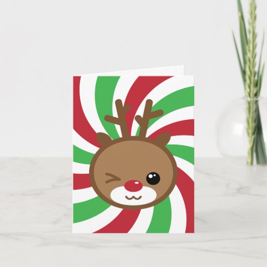 Carte de voeux Kawaii Reindeer (Devant)