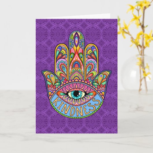 Carte de voeux Kindness Hamsa (Fleur jaune)