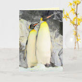 Carte de voeux King Penguins (Fleur jaune)