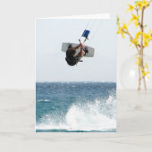 Carte de voeux Kiteboard Jump (Fleur jaune)