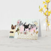 Carte de voeux Kittens Tea Party (Fleur jaune)