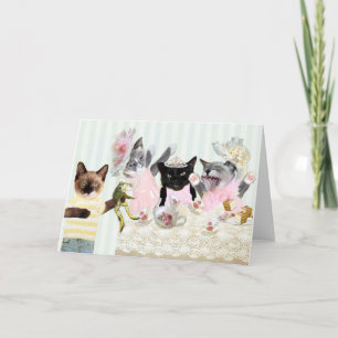 Carte de voeux Kittens Tea Party
