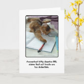 Carte de voeux Kitty comptable (Fleur jaune)