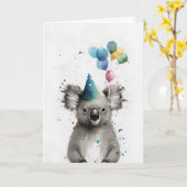 Carte de voeux Koala Party (Fleur jaune)