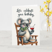 Carte de vœux Koala pour anniversaire (Fleur jaune)