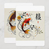 Carte de vœux Koi de prospérité (Devant / Derrière)