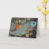 Carte de voeux Koi Mosaic (Fleur jaune)