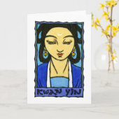 Carte de voeux Kwan Yin (Fleur jaune)