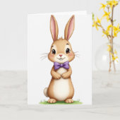 Carte de vœux Lapin Ami (Fleur jaune)