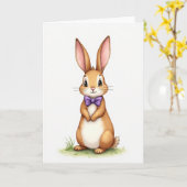 Carte de vœux lapin amical (Fleur jaune)