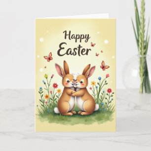 Carte de vœux Lapin Câlin de Printemps