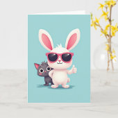 Carte de vœux Lapin Cool Pal (Fleur jaune)