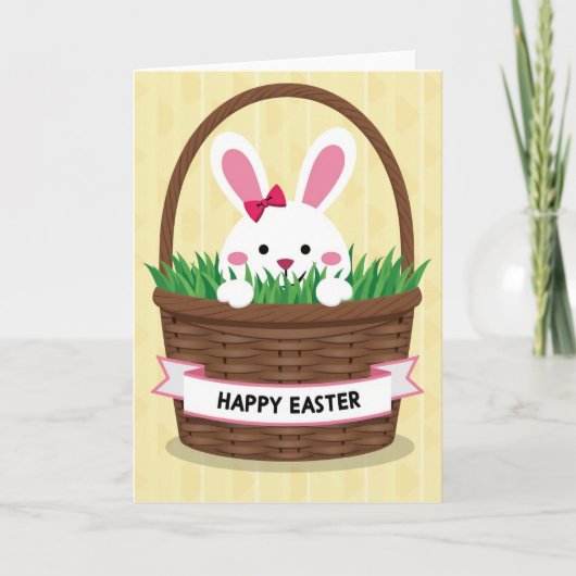Carte de vœux Lapin dans un panier (Devant)