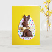 Carte de Vœux Lapin en Chocolat (Fleur jaune)