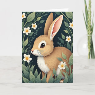 Carte de vœux Lapin en fleurs