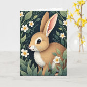 Carte de vœux Lapin en fleurs (Fleur jaune)