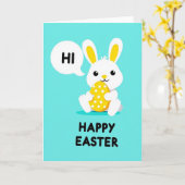 Carte de vœux lapin joyeux (Fleur jaune)
