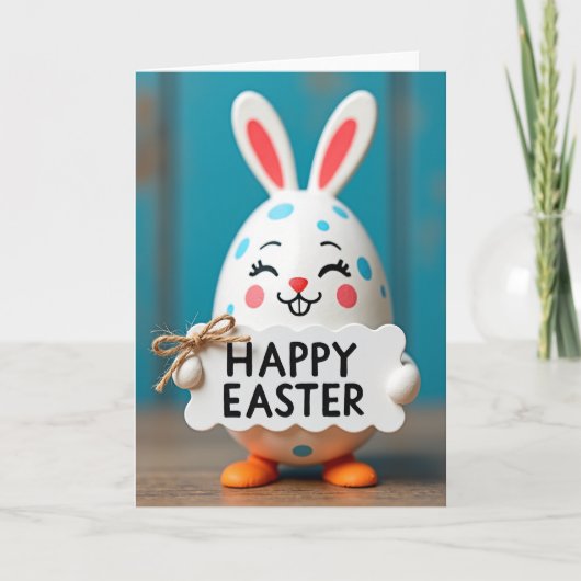 Carte de vœux Lapin Œuf Joyeux (Devant)