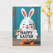 Carte de vœux Lapin Œuf Joyeux (Fleur jaune)