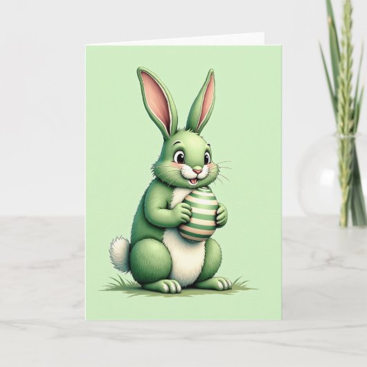Carte de vœux Lapin Vert Ami (Devant)