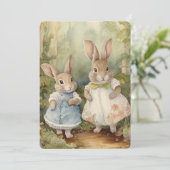 Carte de voeux lapin vintage (Debout devant)