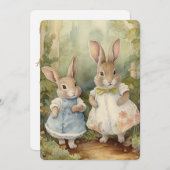 Carte de voeux lapin vintage (Devant / Derrière)